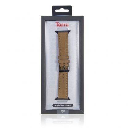 Torrii Leather Band - кожена каишка за Apple Watch 38мм, 40мм (кафява с кафеви шевове) 2