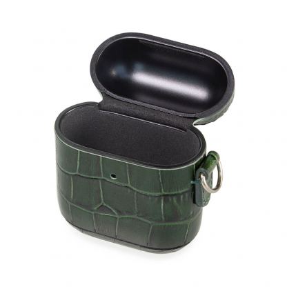 Torrii Airpods Bamboo Leather Case - кожен кейс (естествена кожа) за Apple Airpods (зелен) 4