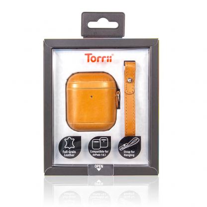 Torrii Airpods Leather Case - кожен кейс (естествена кожа) за Apple Airpods (кафяв) 3