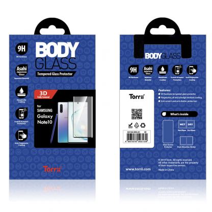 Torrii BodyGlass 3D Curved Edge Glass - калено стъклено защитно покритие с извити ръбове за целия дисплея на Samsung Galaxy Note 10 (черен-прозрачен) 2