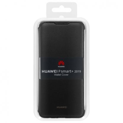 Huawei Wallet Cover Case - оригинален кожен калъф с поставка за Huawei P Smart Plus (2019) (черен) 5