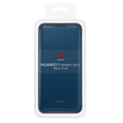 Huawei Wallet Cover Case - оригинален кожен калъф с поставка за Huawei P Smart Plus (2019) (син) 2
