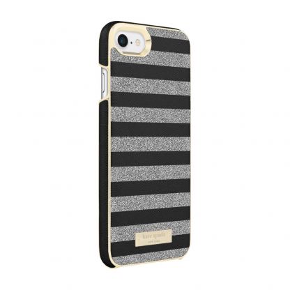 Kate Spade Wrap Glitter Stripe Case - удароустойчив хибриден кейс за iPhone SE (2020), iPhone 8, iPhone 7 (черен) 6