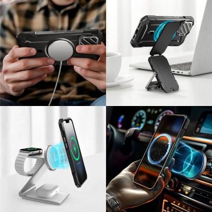 Удароустойчив хибриден кейс с Magsafe за iPhone 16e, iPhone 17e - i-Blason SUPCASE Unicorn Beetle XT MagSafe Case (черен) 5