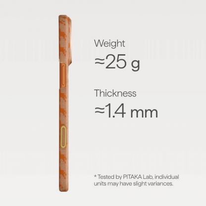 Кевларен кейс с MagSafe за iPhone 17 Pro Max - Pitaka Happiness Rides Amber Edge Ultra Slim Aramid Fiber Case 4
