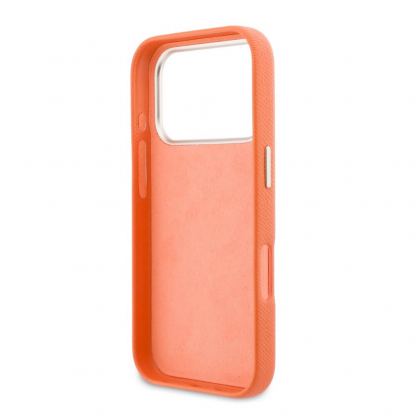 Дизайнерски кожен кейс с MagSafe за iPhone 17 Pro - Guess PU Saffiano Resin Logo MagSafe Case (оранжев) 6