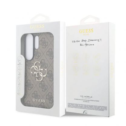 Дизайнерски кожен кейс за Samsung Galaxy S26 Ultra - Guess PU 4G Metal Logo Leather Hard Case (кафяв) 7