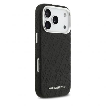 Дизайнерски кожен кейс с MagSafe за iPhone 17 Pro - Karl Lagerfeld PU Grained Repeated Logo MagSafe Leather Hard Case (черен) 4
