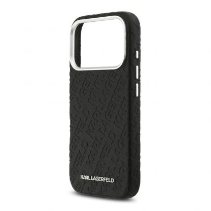 Дизайнерски кожен кейс с MagSafe за iPhone 17 Pro - Karl Lagerfeld PU Grained Repeated Logo MagSafe Leather Hard Case (черен) 5