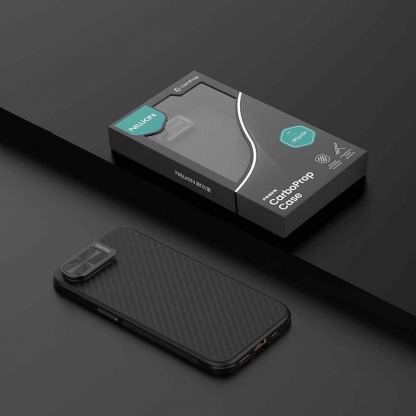 Хибриден удароустойчив кевларен кейс с MagSafe за iPhone 17e, iPhone 16e - Nillkin CarboProp Aramid MagSafe Case (черен) 9