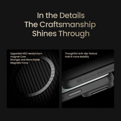 Хибриден удароустойчив кевларен кейс с MagSafe за iPhone 17 Pro Max - Nillkin CarboProp Aramid MagSafe Case (черен) 8