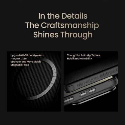 Хибриден удароустойчив кевларен кейс с MagSafe за Samsung Galaxy S26 Ultra - Nillkin CarboProp Aramid MagSafe Case (черен) 8