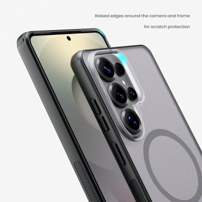 Хибриден удароустойчив кейс с MagSafe за Samsung Galaxy S26 Ultra - Nillkin Super Frosted Shield Pro Magnetic Case (прозрачен-черен) 6