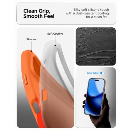 Силиконов (TPU) калъф с MagSafe за iPhone 17 Pro Max - Spigen Silicone Fit MagSafe Case (оранжев) 12