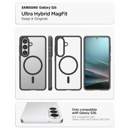 Хибриден кейс с висока степен на защита с MagSafe за Samsung Galaxy S26 - Spigen Ultra Hybrid MagSafe Case (черен-прозрачен) 15
