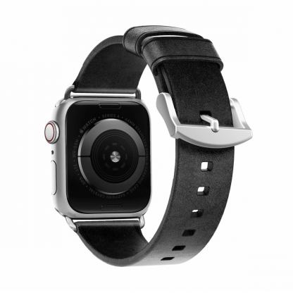 Nomad Strap Modern Slim Leather - кожена (естествена кожа) каишка за Apple Watch 38мм, 40мм (черен-сребрист) 2
