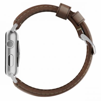 Nomad Strap Traditional Leather - кожена (естествена кожа) каишка за Apple Watch 42мм, 44мм (кафяв-сребрист) 3