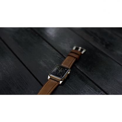 Nomad Strap Traditional Leather - кожена (естествена кожа) каишка за Apple Watch 42мм, 44мм (кафяв-сребрист) 8