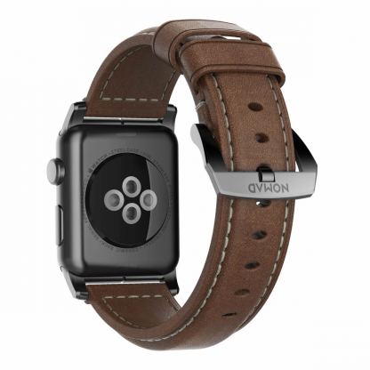 Nomad Strap Traditional Leather - кожена (естествена кожа) каишка за Apple Watch 42мм, 44мм (кафяв-черен) 2