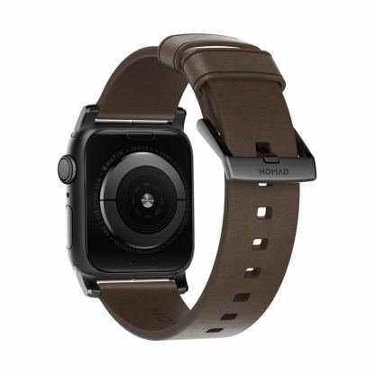 Nomad Strap Modern Slim Leather - кожена (естествена кожа) каишка за Apple Watch 38мм, 40мм (кафяв-черен)