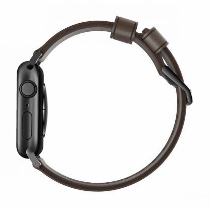 Nomad Strap Modern Slim Leather - кожена (естествена кожа) каишка за Apple Watch 38мм, 40мм (кафяв-черен) 3