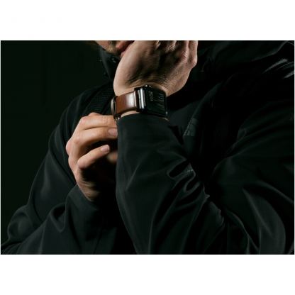 Nomad Strap Modern Slim Leather - кожена (естествена кожа) каишка за Apple Watch 38мм, 40мм (кафяв-черен) 10