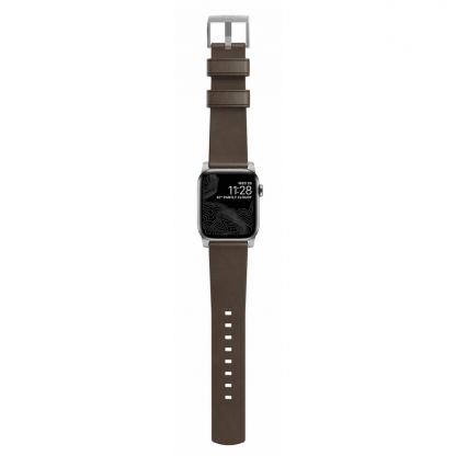 Nomad Strap Modern Slim Leather - кожена (естествена кожа) каишка за Apple Watch 38мм, 40мм (кафяв-сребрист) 2