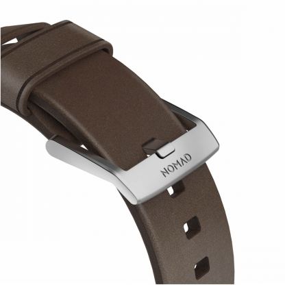 Nomad Strap Modern Slim Leather - кожена (естествена кожа) каишка за Apple Watch 38мм, 40мм (кафяв-сребрист) 5