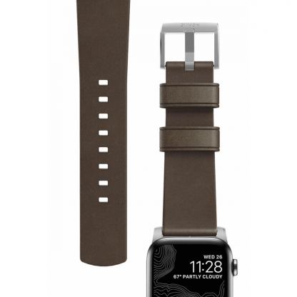 Nomad Strap Modern Slim Leather - кожена (естествена кожа) каишка за Apple Watch 38мм, 40мм (кафяв-сребрист) 8