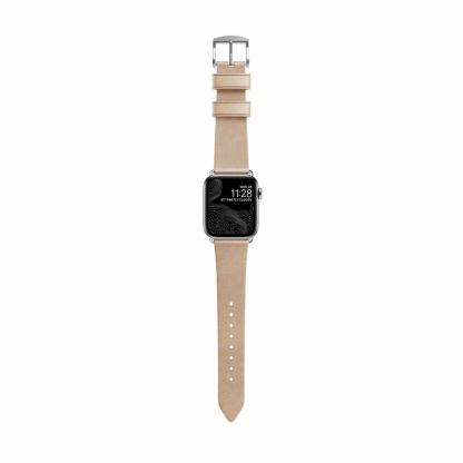 Nomad Strap Modern Slim Leather - кожена (естествена кожа) каишка за Apple Watch 38мм, 40мм (свeтлокафяв-сребрист) 2