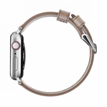 Nomad Strap Modern Slim Leather - кожена (естествена кожа) каишка за Apple Watch 38мм, 40мм (свeтлокафяв-сребрист) 3