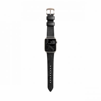 Nomad Strap Modern Slim Leather - кожена (естествена кожа) каишка за Apple Watch 38мм, 40мм (черен-златист) 3