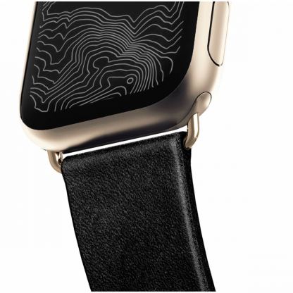 Nomad Strap Modern Slim Leather - кожена (естествена кожа) каишка за Apple Watch 38мм, 40мм (черен-златист) 4