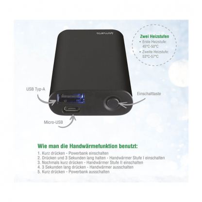 4smarts Hand Warmer Powerbank COSY 2000mAh - джобна външна батерия и нагревател за ръце (черен) 6