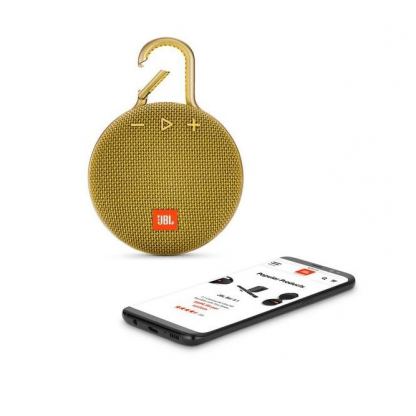 JBL Clip 3 - водоустойчив безжичен портативен спийкър (с карабинер) с микрофон за мобилни устройства (жълт)  3