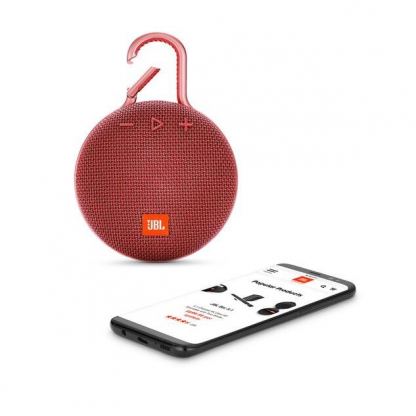 JBL Clip 3 - водоустойчив безжичен портативен спийкър (с карабинер) с микрофон за мобилни устройства (червен)  6
