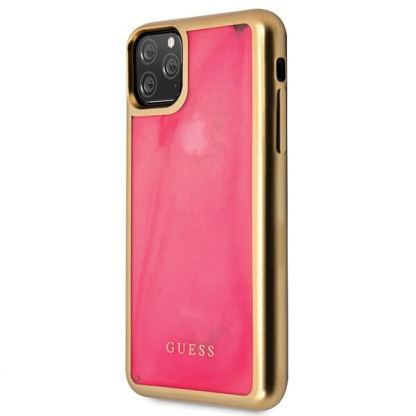 Guess Glow In The Dark Sand Matte Case - кейс с движещи се пясачънки и висока защита за iPhone 11 Pro Max (розов) 2