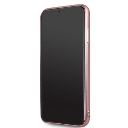 Guess Peony Liquid Glitter Case - дизайнерски кейс с висока защита за iPhone 11 Pro Max (розов) 6