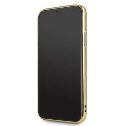 Guess Peony Liquid Glitter Case - дизайнерски кейс с висока защита за iPhone 11 (златист) 6
