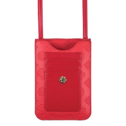 Guess Wallet Universal Phone Bag - кожена чанта (портфейл) с презрамка (червен)  4