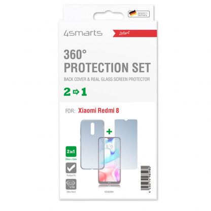 4smarts 360° Protection Set - тънък силиконов кейс и стъклено защитно покритие за дисплея на Xiaomi Redmi 8 (прозрачен) 2