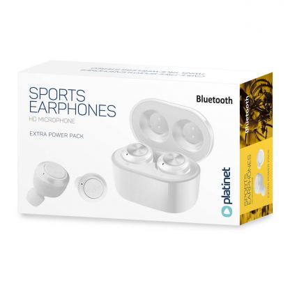 Platinet Bluetooth Earphones Sport + Charging Station - безжични блутут слушалки със станция за зареждане (бял) 3