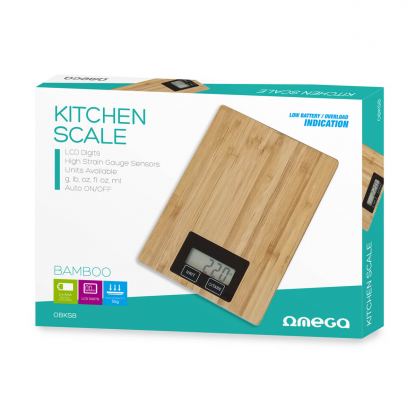 Omega Kitchen Bamboo With Display - кухненска везна за измерване на теглото на хранителни продукти (бамбук) 2