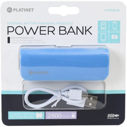 Platinet Power Bank Leather 2600mAh + microUSB cable - външна батерия 2600mAh за зареждане на мобилни устройства (син) 4