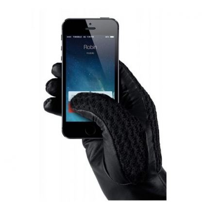 Mujjo Leather Crochet Touchscreen Gloves - луксозени кожени ръкавици за тъч екрани (размер 8.5)