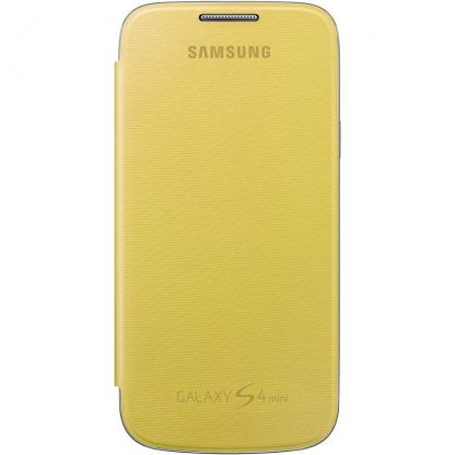 Samsung Flip Cover - оригинален кожен калъф за Samsung Galaxy S4 mini (bulk) (жълт) 2