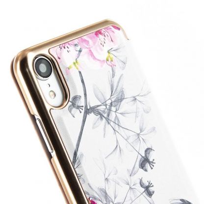 Ted Baker Book Case - дизайнерски кожен калъф с огледало за iPhone XR (бял) 2