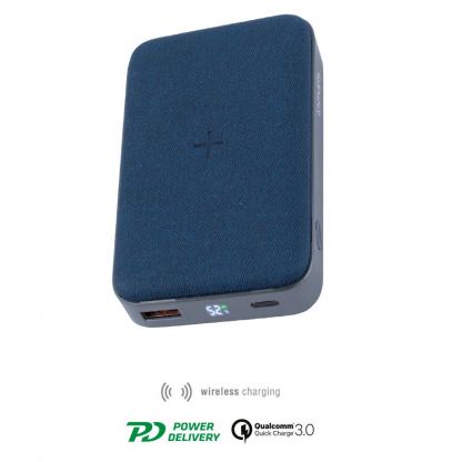 4smarts Inductive Power Bank VoltHub Ultimate 10000 mAh - външна батерия с USB-C изход с възможност за безжично зареждане и технология за бързо зареждане (син-сив) 5