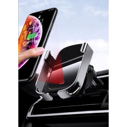 Baseus Rock Solid Wireless Charger Car Mount - поставка за радиатора на кола с безжично зареждане за Qi съвместими смартфони (черен) 10