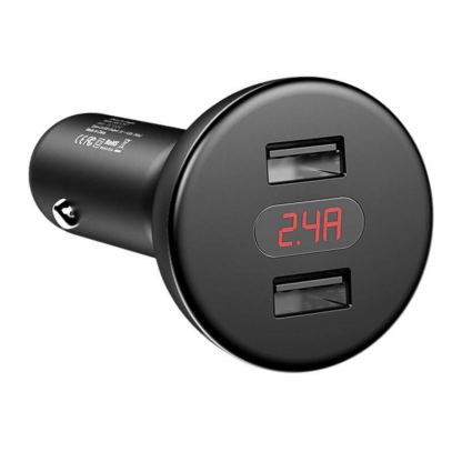 Baseus Shake Head Dual USB Car Charger - зарядно за кола с два USB изхода и дисплей за зареждане на мобилни устройства (черен) 4